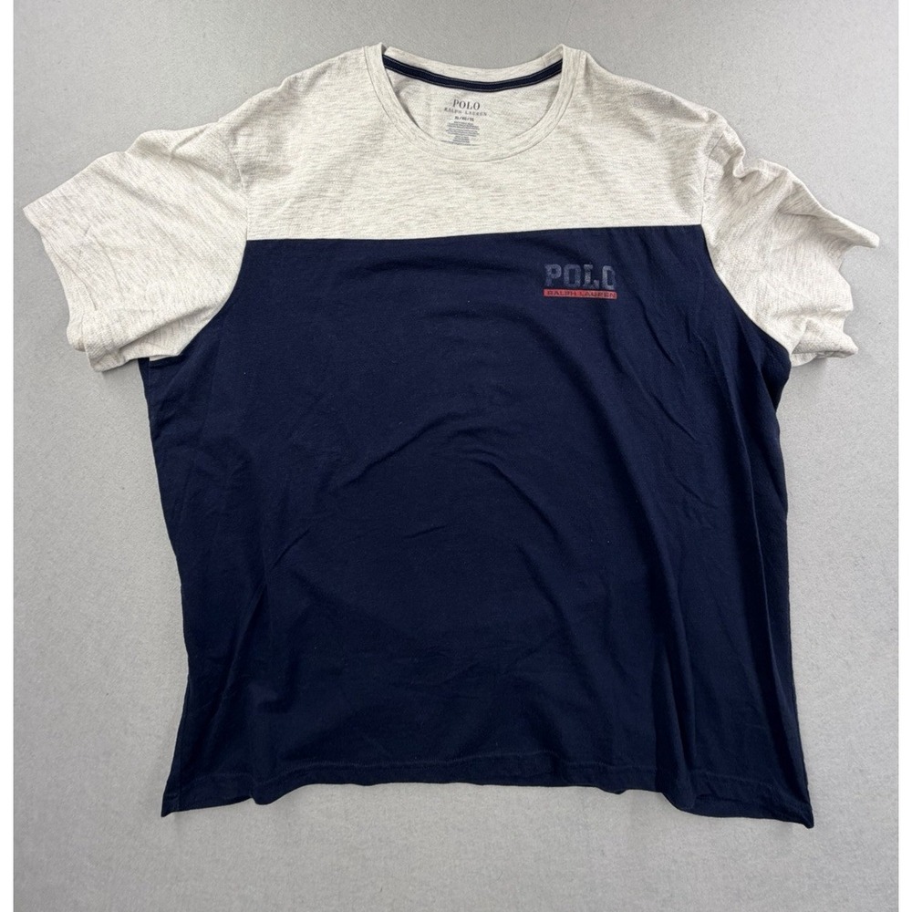 Polo Ralph Lauren Men XL Colorblock T‎ Shirt Gray Navy Blue Breathable Mesh Crew